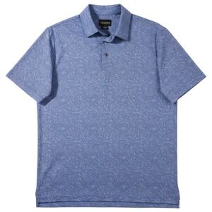 Chase 54 Polo Shirt Mens S Blue Swirl AOP Performance Short Sleeve Golf Casual